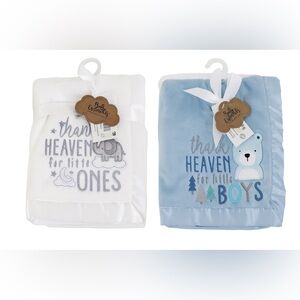 Baby Essentials 2 pack- White and Blue Baby Blankets